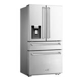 ZLINE 36" 21.6 cu. ft Freestanding French Door Refrigerator w/ Water & Ice Dispenser in Fingerprint, Stainless Steel in Gray | Wayfair RFM-W-36