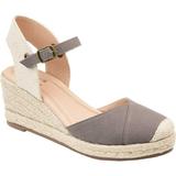 Women s Journee Collection Ashlyn Espadrille Wedge Closed Toe Sandal Grey Canvas Fabric 6 M