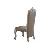 Acme Furniture Versailles PU/Fabric and Bone White Nailhead Trim Side Chair (Set of 2), PU/Fabric & Bone White