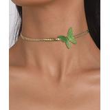 Street Region Women's Necklaces Gold - Green Enamel & Goldtone Butterfly Choker