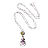 '1-Carat Amethyst and Peridot Pendant Necklace from Bali'