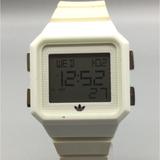 Adidas Accessories | Adidas Digital Watch Men Silver Tone White Square Rubber Band New Battery | Color: Cream/White | Size: 38 Mm