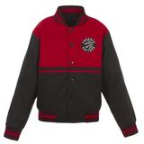 Youth JH Design Black/Red Toronto Raptors Poly-Twill Full-Snap Jacket