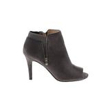 Liz Claiborne Ankle Boots: Gray Print Shoes - Women's Size 7 1/2 - Peep Toe