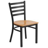 Flash Furniture Hercules Series Black Ladder Back Metal Restaurant Chair with Natural Wood Seat, Natural Wood Seat/Black Metal Frame