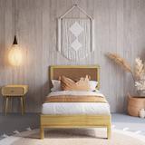 Millwood Pines Anspach Nipe Solid Wood Platform Bed w/ Headboard, Bohemian Bed Frame Metal in Gray/Brown, Size 40.0 H x 57.0 W x 77.3 D in | Wayfair