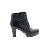Nine West Ankle Boots: Slouch Chunky Heel Casual Black Print Shoes - Women's Size 9 1/2 - Closed Toe