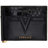 Black V Logo Money Clip Wallet