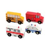 Constructive Playthings Toy Cars and Trucks - Wooden Community Vehicle Set