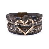 Don't AsK Women's Bracelets Dark - Dark Gray & Goldtone Faux Heart Multi-Strand Bracelet