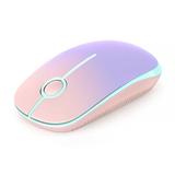 2.4G Slim Wireless Mouse with Nano Receiver Less Noise Portable Mobile Optical Mice for Notebook PC Laptop Computer MacBook MS001 (Pink to Purple)