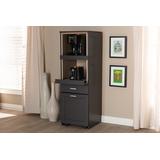 Baxton Studio Fabian Modern And Contemporary Dark Grey And Oak Brown Finished Kitchen Cabinet With Roll-Out Compartment
