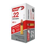 Aguila Interceptor 22 Long Rifle Rimfire Ammo - 22 Long Rifle 40gr Copper Plated Hollow Point 1,000/