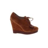 KORS Michael Kors Wedges: Oxfords Platform Casual Brown Print Shoes - Women's Size 7 - Round Toe