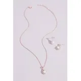 Haloed Faux Pearl Necklace and Earring Set 10075027