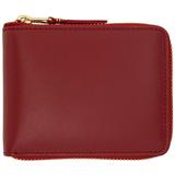 Red Classic Leather Zip Wallet