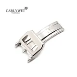 18mm Wholesale New Deployment watch band strap buckle clasp Silver polished + brushed High quality Stainless Steel without logo