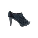 Worthington Ankle Boots: Black Print Shoes - Women's Size 7 1/2 - Peep Toe