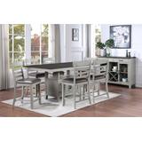 Hyland Two Tone Stone Gray And Charcoal Extendable Counter Height Dining Room Set