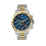 BOSS Hero Sport Blue Chronograph Dial Two Tone Stainless Steel Bracelet Mens Watch, One Colour, Men