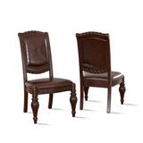 Steve Silver Set of 2 Antionette Traditional Faux Leather Upholstered Dining Side Chair (Wood Frame) in Brown | AY600S
