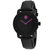 Movado Bold Black Dial Pink Accents Ladies Watch 3600482