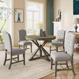 Red Barrel Studio® Takim Butterfly Leaf Dining Set Wood/Upholstered Chairs in Brown | Wayfair 66ECA39B2DB5461290B4BD2D8F5CAAED