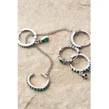 Bijoux De Mimi Florence Green Huggie Stacker Earrings Set - Green ALL at Urban Outfitters