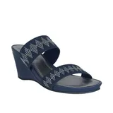 Impo Voice Stretch Elastic Platform Wedge Sandal With Memory Foam, Blue, 9.5M