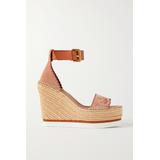 See By Chloé - Glyn Leather-trimmed Embroidered Suede Espadrille Sandals - Neutrals