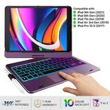 Typecase iPad Keyboard Case with Touch for 10.2 inch Apple iPad 9th Generation 2021 iPad 8th & 7th Generation iPad Air 3 and iPad Pro 10.5 - Backlit and Wireless Keyboard with Pencil Holder (Violet)