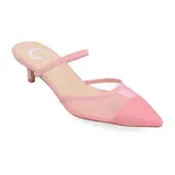 Journee Collection Womens Allana Pointed Toe Kitten Heel Pumps, 9 Medium, Pink