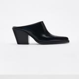 Zara Shoes | Cowboy Leather Mules | Color: Black | Size: 7.5