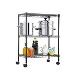 3 Shelf Shelving Storage Units with Wheels Wire Heavy Duty Shelves for Storage Adjustable Storage Shelving Unit for Kitchen Garage Office Small Places Metal Organizer Wire Rack