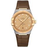 Omega Constellation Co-Axial Master Chronometer Champagne Diamond Dial Brown Leather Strap Men's Watch 131.23.39.20.58.001 131.23.39.20.58.001