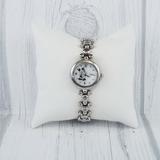 Disney Accessories | Disney Mzb Mickey Mouse Womens Wristwatch Mop Stainless Steel Watch New Batt X1 | Color: Silver/White | Size: Os