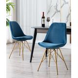 Porthos Home Dining Chairs Blue - Blue & Gold Alia Velvet Dining Chair - Set of Two