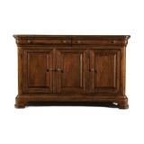 Evolution 2 Drawer 3 Door Credenza with Marble Top in Rich Auburn Finish Wood
