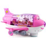 Airplane Toys for Kids Bump and Go Action Toddler Toy Plane with Led Flashing Lights and Sounds for Boys & Girls 3 - 12 Years Old Pink Mountdog