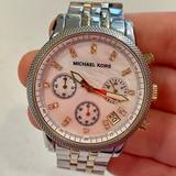Michael Kors Accessories | Michael Kors Mk5057 Women's Two Tone Chronograph Watch | Color: Gold/Silver | Size: 5.00 X 5.00 X 7.00 Inches