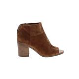 Franco Sarto Ankle Boots: Tan Solid Shoes - Women's Size 7 1/2 - Peep Toe