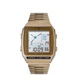 Timex Q Reissue Digital Lca 32.5mm Steel Bracelet Gold Watch