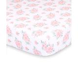 The Peanut Shell Girls' Crib Sheets White; - White & Pink Farmhouse Floral Fitted Crib Sheet