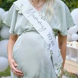 Mummy To Be Sash - Hey Baby Sage Green & White Botanical Shower Mum Gift New Arrival