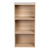 IRIS 34.5 in. Light Brown Faux Wood 3-shelf Standard Bookcase with Cubes