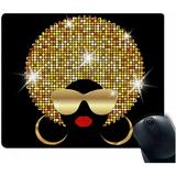 SUNENAT African Woman Gaming Mouse Pad Black Woman Shiny Hair Gold Sunglasses Non-Slip Rubber Mouse Pad Rectangle Mousepad for Computers Laptop Office Home 9.5 X 7.9 Inch