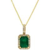Brasilica by Effy Emerald (1-3/8 ct. t.w.) and Diamond (1/4 ct. t.w.) Pendant Necklace in 14k Gold or 14k White Gold, Created for Macy's