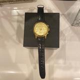 Michael Kors Accessories | Michael Kors Mk-5133 Watch Gold Face Black Alligator Band | Color: Gold | Size: Os