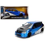 Brians Subaru Impreza WRX STI Blue and Silver with Carbon Hood "Fast & Furious" Movie 1/24 Diecast Model Car by Jada