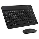 Ultra-Slim Bluetooth Keyboard and Mouse Combo Rechargeable Portable Wireless Keyboard Mouse Set for Apple iPad iPhone iOS 13 and Above Samsung Tablet Phone Smartphone Android Windows (Black)